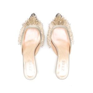 Zyne Celeste Embellished Metallic Kitten Heels